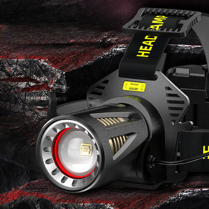 XHP360 Rechargeable Headlamp 3 Modes Sensor 90° Tilt Power Bank Type-C 3x18650 Zoomable Head Torch for Fishing Camping Hiking