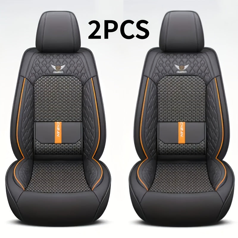5-Seat Or 2-Front Or 1-Front Set Breathable Faux Leather Car Seat Covers - Stretchable Fit for Suvs, Sedans & Pickups, Easy Care with Sponge Fill Halloween Gifts