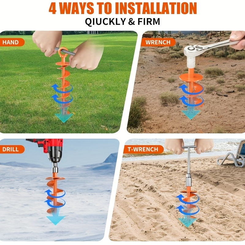 Heavy-Duty Spiral Earth Anchors 15", 4-Pack – Orange