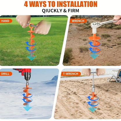 Heavy-Duty Spiral Earth Anchors 15", 4-Pack – Orange
