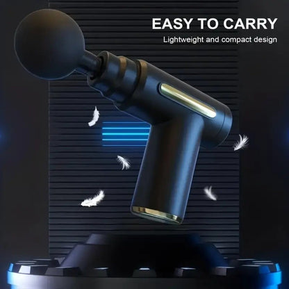Portable Mini Fascia Gun – USB Rechargeable Muscle Massage Gun with 4 Interchangeable Heads & 6 Speed Modes, Silent Motor Deep Tissue Massager for Back, Neck & Full Body Sports Recovery