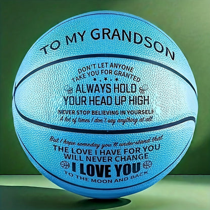 Personalized Basketball Gift for Son & Grandson Standard Size with Pump To My Son To My Grandson Heartfelt Message Sports Birthday Christmas Holiday Gift for Boys Teens