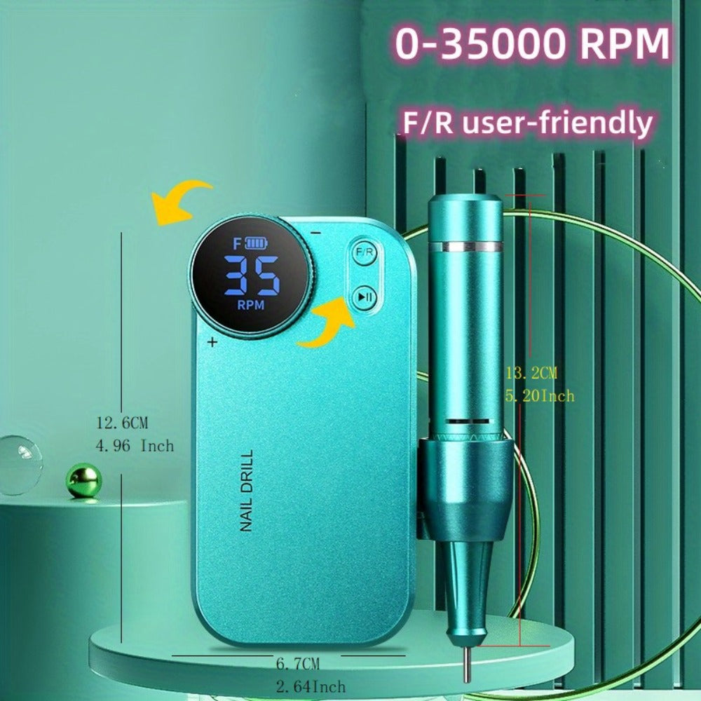Electric Nail Polisher & Buffer Rechargeable High Power — Professional Manicure Pedicure Machine for Nail Buffing Polishing Dead Skin Callus Removal, Cordless Nail Shine Tool for Home & Salon, 5 Colors