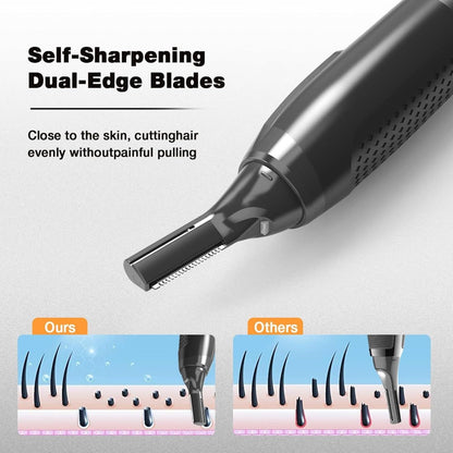 Rechargeable Eyebrow & Nose Ear Hair Trimmer for Men – Electric Detail Trimmer for Neckline Sideburns Eyebrows & Ear Hair, Cordless Grooming Tool for Men's Facial Hair, Grey