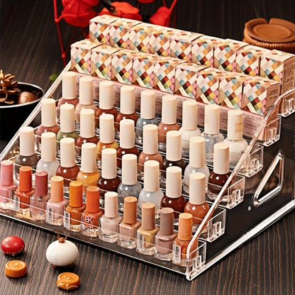 Nail Polish Organizer Acrylic Display Stand 4 Tier Clear Transparent Rack Gel Polish Holder Countertop Storage Shelf for Nail Studio Salon Home Vanity No Assembly Needed Formaldehyde-Free