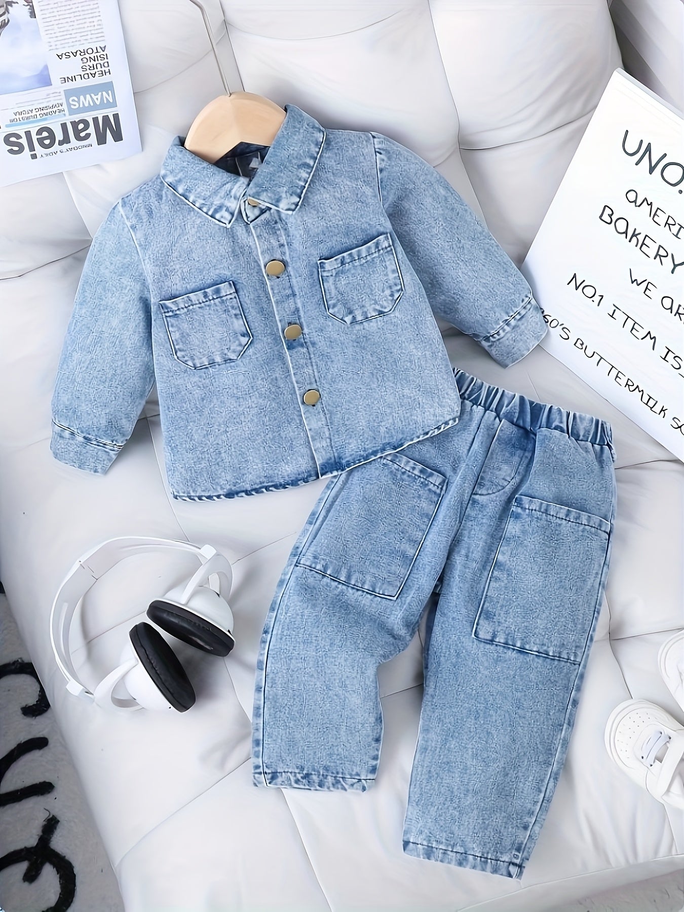 Baby Girls' Denim Jacket & Pants Set - 2-Piece