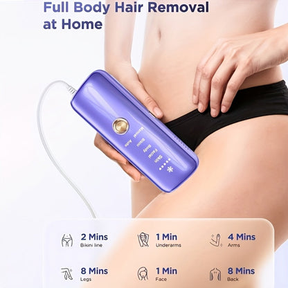 IPL Hair Removal Device LEFINEE 5 Levels Auto Continuous Flash LED Display – Permanent Hair Reduction for Women Body Face Legs Arms Bikini Underarms, Auto Shutdown Home Use Laser Hair Remover