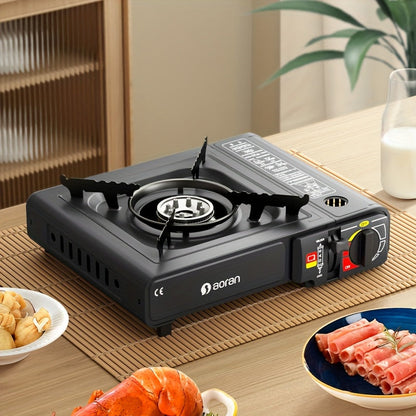 Portable Butane Stove – Cassette Camp Burner with Piezoelectric Ignition & Safety Lock for Camping Hiking BBQ Korean Cooking Outdoor