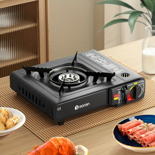 Portable Butane Stove – Cassette Camp Burner with Piezoelectric Ignition & Safety Lock for Camping Hiking BBQ Korean Cooking Outdoor