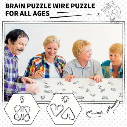 Metal Brain Teaser Puzzle Set 50 Pack – Golden Unlock Iron Chain Link Toys, Nine Rings Kongming Lock, IQ Logic Games for Kids & Adults, Party Favor Stocking Stuffer Halloween Christmas Gift