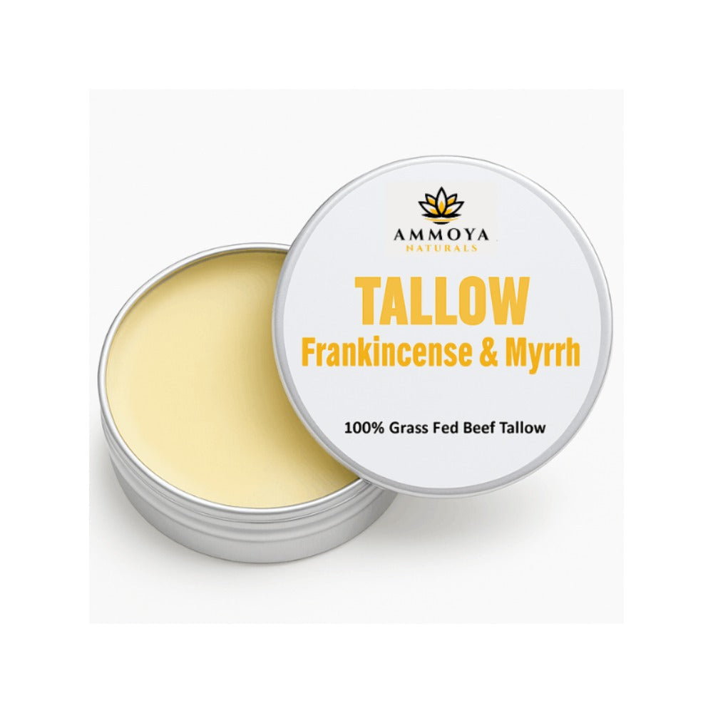 Tallow Balm Grass-Fed Natural Moisturizer for Dry Skin — Deep Hydrating Handcrafted Body Balm 3 Scents Chamomile Rose Honey Frankincense Myrrh, Nourishing Skin Balm for Women Men