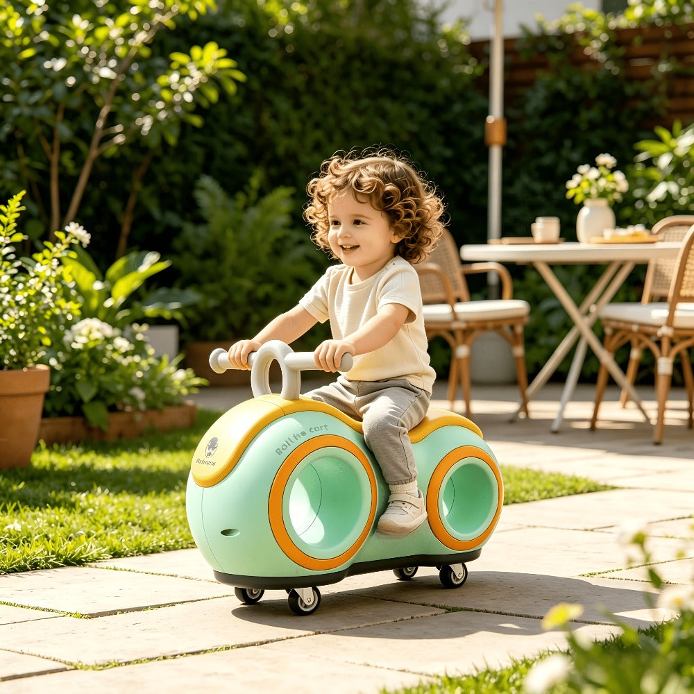 Anti-Tip Baby Walker with Music & Lights 4-Wheel Toddler Learning Walker 220 lb Widened Stable Base Indoor Outdoor Birthday Gift Boys Girls Ages 1+ Beige Pink Green Blue