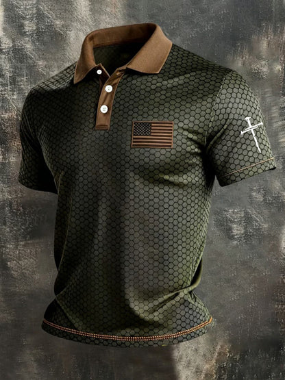 Men's Patriotic Polo Shirt - Collared Short Sleeve 681957