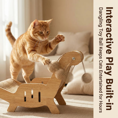 Cat Scratcher Lounge Pad Large Upgraded Sisal for Indoor Cats - Durable Stable Cat Furniture Scratch Board & Resting Mat, Combo Set Available with Leash & Collar