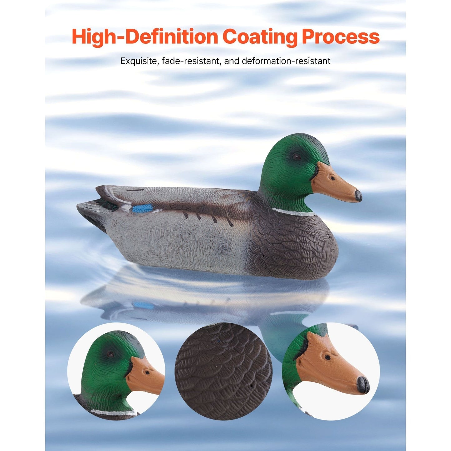 Duck Decoys 6-Pack – Realistic Floating Teal Decoy Set with Bionic Painting, XPE Compression Storage, 3 Male & 3 Female Ducks for Hunting, Pond Garden Yard Decoration, Flock Simulation
