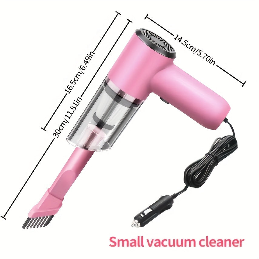 12V Compact Handheld Car Vacuum - Powerful, Wired for Easy Dust & Pet Hair Removal - Includes Accessories Kit - Silent Operation