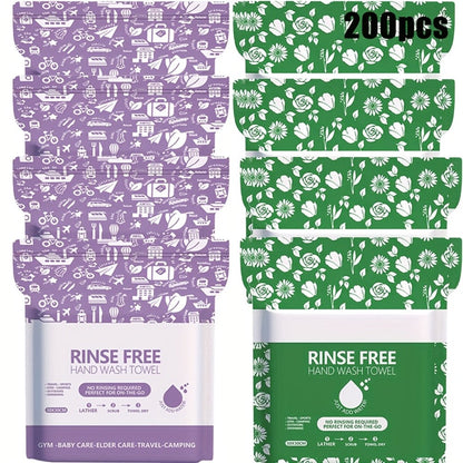 Disposable No-Rinse Foaming Bath Towels - Large 11.81" Body Wipes, Wet & Wipe Cleansing Cloths for Elderly Care, Camping, Post-Surgery, Fitness & Travel, Bulk 50/100/200 Pack, No Shower Needed