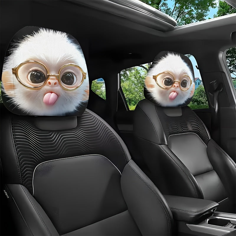 2pcs Cute Monkey with Glasses Car Headrest Covers. Car Decoration. Soft And Comfortable. No Material Filling. Suitable for Long-Distance Travel And Daily Commuting. for Friends And Loved Ones