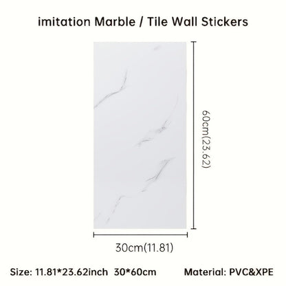 Marble Peel and Stick Wall Panels Self-Adhesive 3D Decorative Tiles - Glossy Marble Sheets for Bathroom Kitchen Living Room - Removable Vinyl Planks White Grey Black Imitation Stone DIY Home Decor