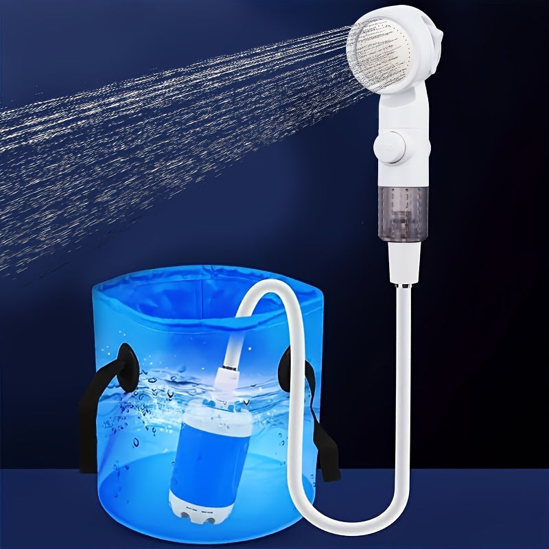 Rechargeable Electric Camping Shower Pump - Portable Outdoor Shower for Hiking, Climbing, Beach & Backpacking, USB Rechargeable Submersible Water Pump for Car Washing, Pet Bathing, Crop Watering & Garden Irrigation