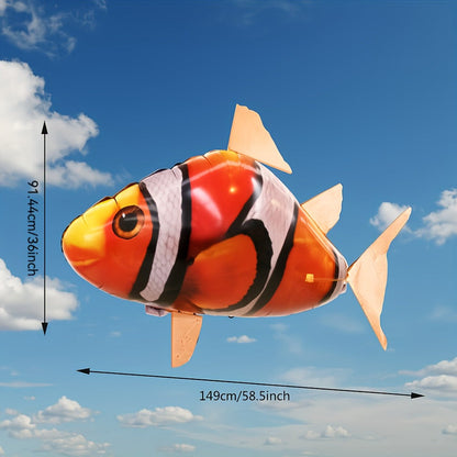 RC Inflatable Clownfish Balloon – Remote Control Flying Fish Toy for Kids Birthday Party, Wedding & Home Decor, Fun Indoor Air Swimmer Gift for Boys Girls Ages 3+