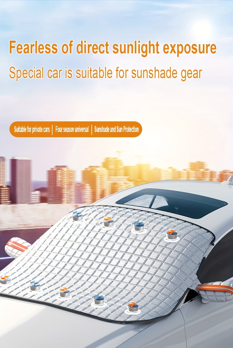 Four Seasons Car Window Snow Cover Large Magnetic Car Windshield Snow Cover Anti Freezing Snow Windshield Glass Sunshade Advanced Magnetic Car Windshield Sunshade - Durable, Easy to Install, Enhance Visibility And Protection Sunscreen