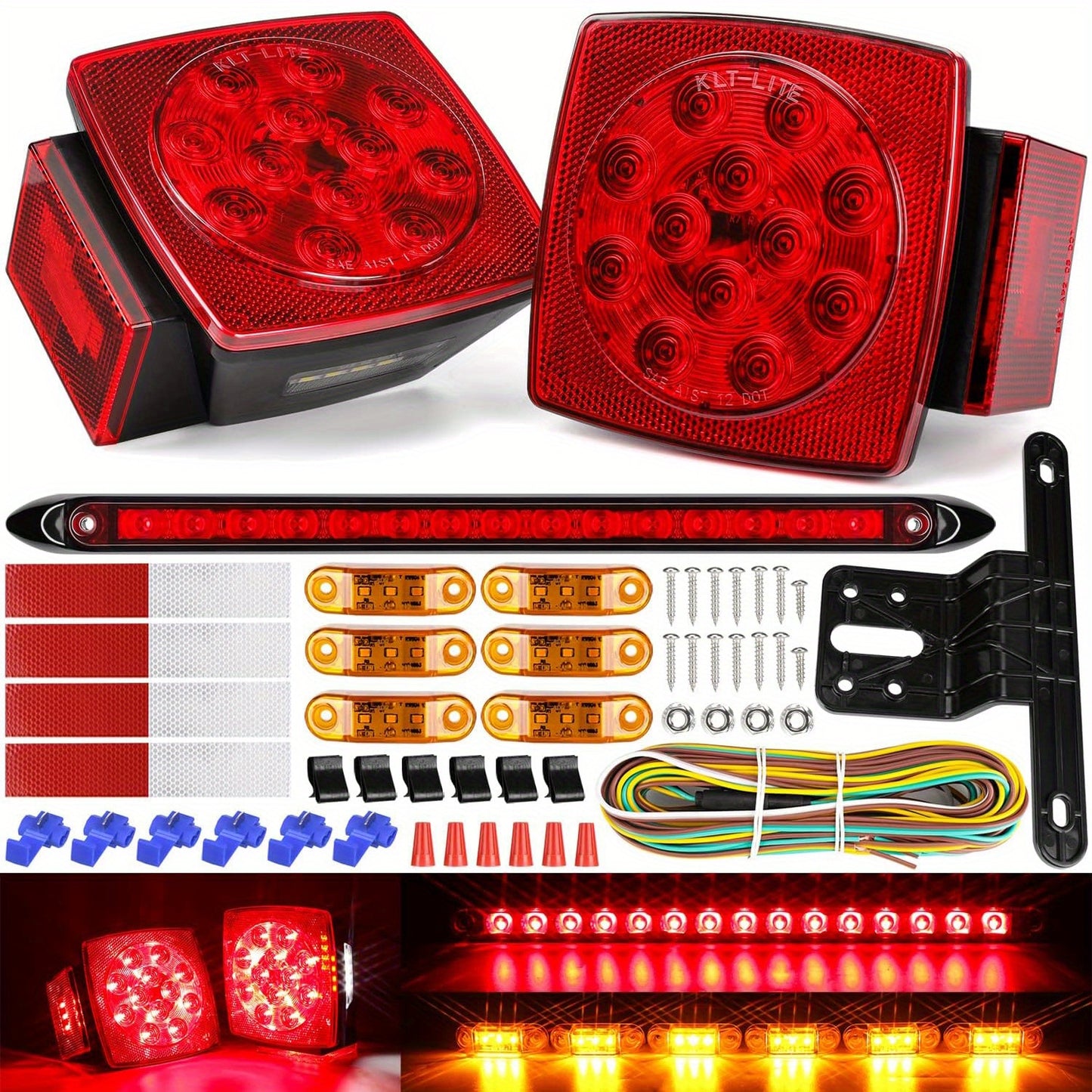 Boat Trailer Lights, LED Trailer Light Kit with Trailer Wire, Amber Trailer Marker Lights, LED Trailer Lights for Camper Truck Snowmobile