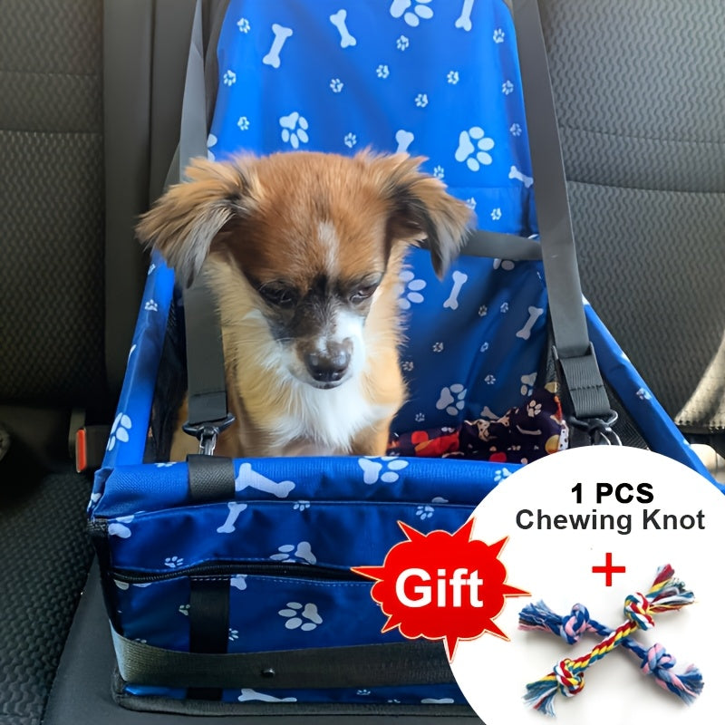 Dog Car Booster Seat for Small Dogs & Cats - Foldable Oxford Pet Car Seat Carrier with Safety Leash, Adjustable Straps, Breathable Mesh, Elevated View, Soft Washable Travel Bag for Puppies & Kittens