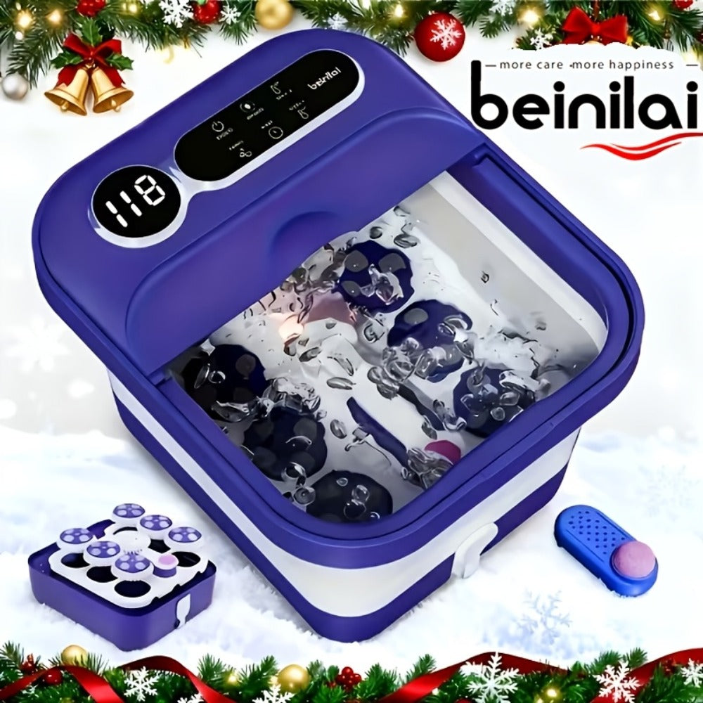 Foot Spa Bath Massager with Heat and Bubbles – Foldable Electric Foot Soak Tub with Automatic Heating, Bubble Massage, Relaxation Therapy for Home Use