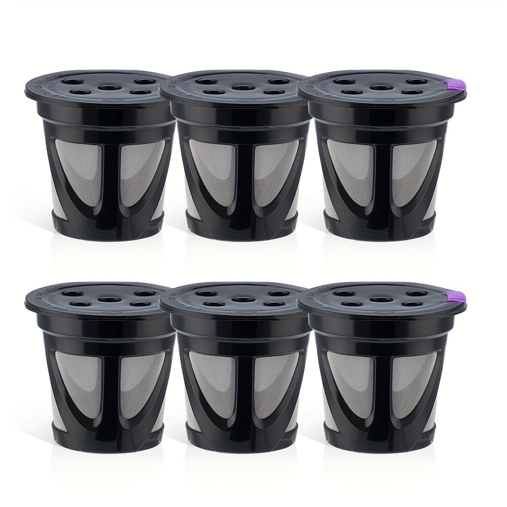 Reusable K-Cup Coffee Pods Set of 6 – Refillable Coffee Filters Compatible with Keurig K-Supreme & K-Supreme Plus, Use Your Own Ground Coffee, Eco-Friendly & BPA-Free – Black, Purple, Mixed