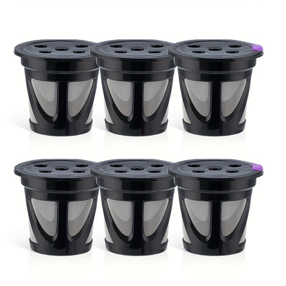 Reusable K-Cup Coffee Pods Set of 6 – Refillable Coffee Filters Compatible with Keurig K-Supreme & K-Supreme Plus, Use Your Own Ground Coffee, Eco-Friendly & BPA-Free – Black, Purple, Mixed