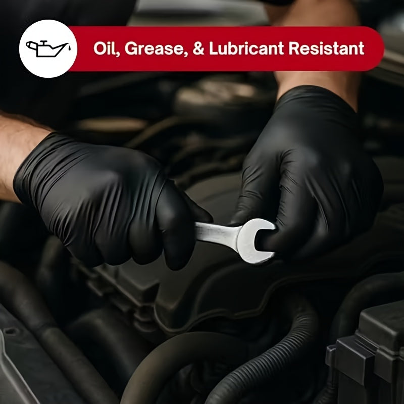 200pcs, Black Nitrile Disposable Gloves, High-Density, Flexible Fit, Chemical Resistant, Industrial-grade Latex-free, Specially Designed For Maintenance Teams, Suitable For Household Cleaning, Tattooing, Painting, Car Washing, Dishwashing