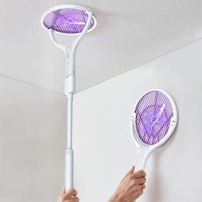 Electric Fly Swatter Racket 4000V – Rechargeable Mosquito Killer Zapper with Auto One-Touch Kill, Detachable Head, USB Type-C Charging, Cordless Bug Zapper for Indoor & Outdoor Use, Pet-Safe Pest Control
