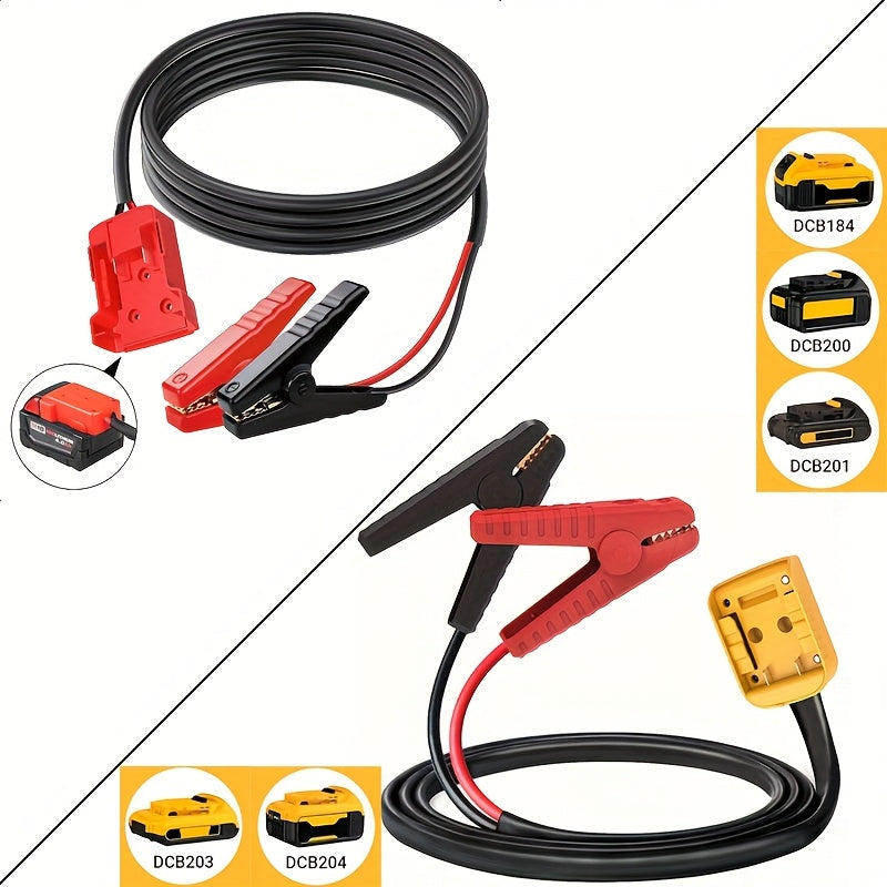 Cables with Adapter for Dewalt, Portable Battery for Dewalt Jumper Starter Automotive Booster Cables Power for Car Jump Starting Using Tool, Without Battery