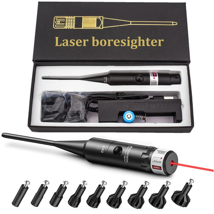 Universal Laser Bore Sighter Kit with 32 Adapters | Red & Green Bore Sight for Rifles, Pistols & Shotguns – Tactical Caliber Boresighter Accommodating Firearms from .17 to 12GA for Fast Zero-In