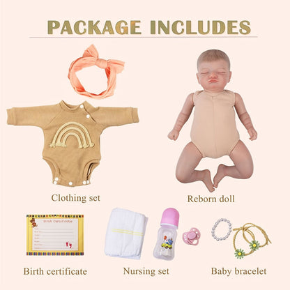 Reborn Baby Doll 20 Inch Lifelike Newborn Girl with Soft Body Feeding Set & Sleeping Pose – Realistic Silicone-Like Infant Toy Safe for Kids Ages 3+ Perfect Birthday Christmas Gift 50cm