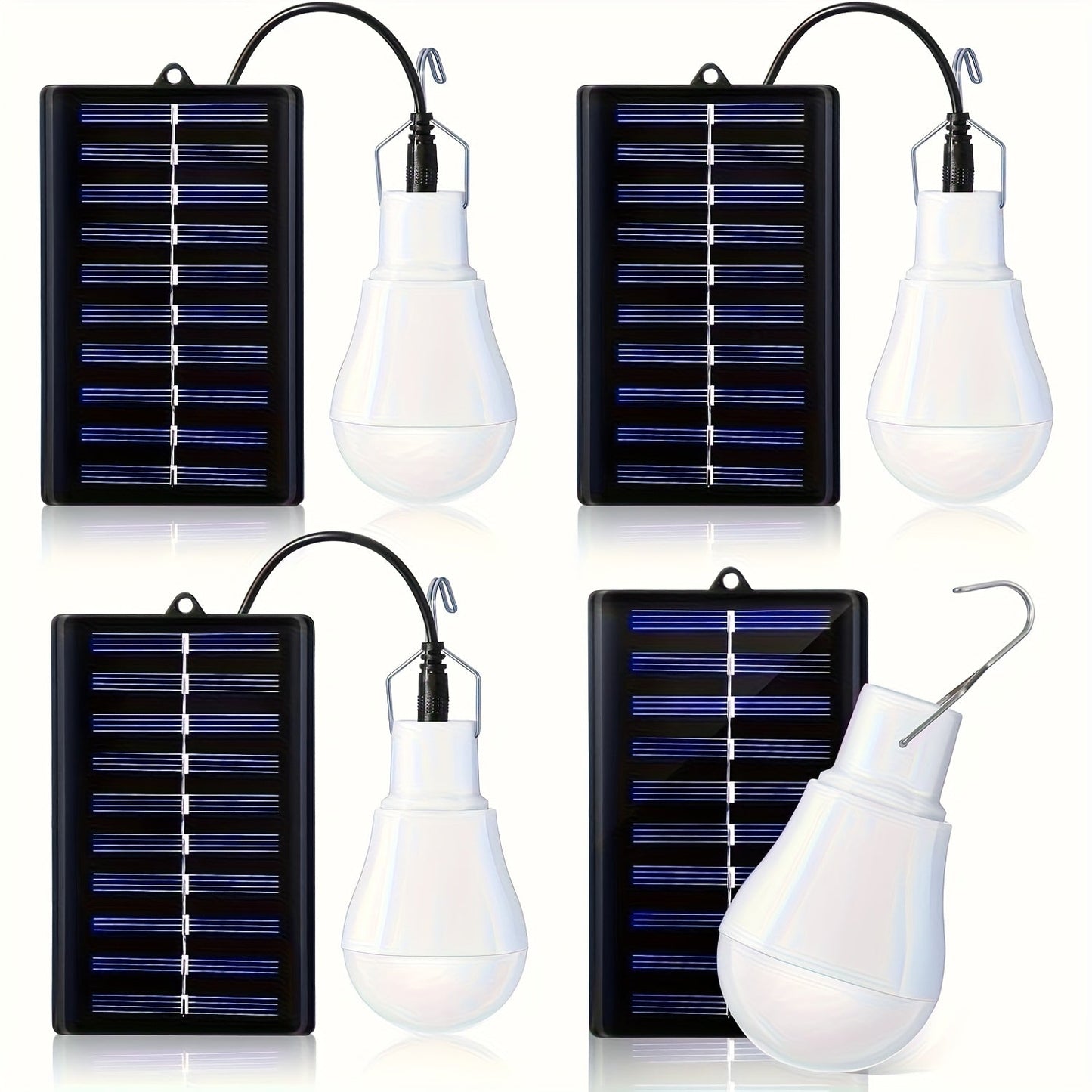 Outdoor Solar Light Bulb with 3.5M Cable – 110 Lumen 12 LED, 800mAh Rechargeable, 6000K Daylight, Portable Hanging Lamp for Garden, Yard, Garage, Chicken Coop & Tent Camping, 2/4 Pack