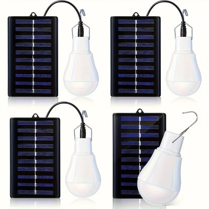 Outdoor Solar Light Bulb with 3.5M Cable – 110 Lumen 12 LED, 800mAh Rechargeable, 6000K Daylight, Portable Hanging Lamp for Garden, Yard, Garage, Chicken Coop & Tent Camping, 2/4 Pack
