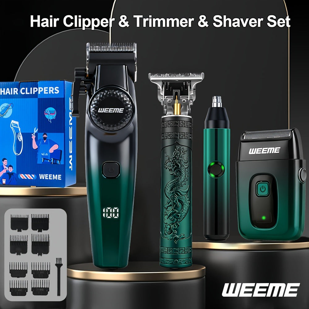 Men's Electric Grooming Kit 4-in-1 — Hair Clipper, Beard Trimmer, Electric Shaver & Nose Hair Trimmer Set, Gradient Design, 2-Piece & 4-Piece Options, Perfect Gift for Husband Dad Boyfriend