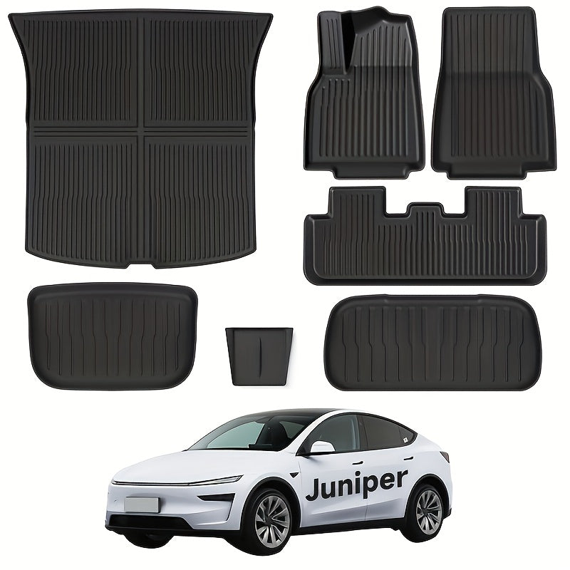 FRUKA 7pcs All Weather TPE Floor Mats And Cargo Trunk Liners for 2025 for TESLA Model Y Juniper/ 2020-2024 for TESLA Model Y/ 2024-2026 for TESLA Model 3 5-Seater (Does Not Fit 7-Seat)