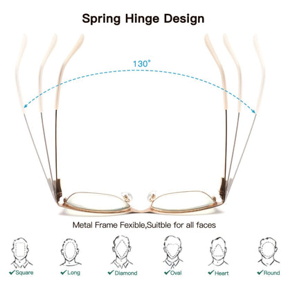 Anti Blue Light Reading Glasses 3 Pack Metal Frame Rectangular Readers – Polycarbonate Lenses, Spring Hinges, Unisex Men Women Mixed Colors, Multiple Magnification Strengths for Reading and Screen Use