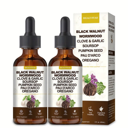 Black Walnut Wormwood Tincture with Oregano, Garlic & Berberine — Herbal Gut Cleanse Drops | Digestive Health, Gut Balance & Internal Cleanse Support | Natural Liquid Formula | 2 fl oz