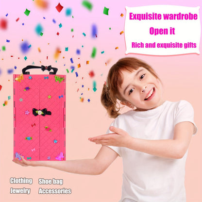 Fashion Doll Closet Wardrobe 139pcs Clothes Accessories Playset for 11.5 Inch Dolls – Princess Mermaid Dresses Shoes Hangers Handbags DIY Stickers Creative Gift for Girls Ages 3+ Birthday Christmas