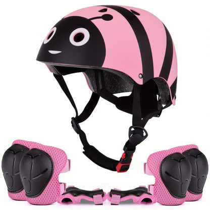 Kids Bike Helmet with Knee and Elbow Pads – Adjustable Protective Gear Set for Ages 5-14, Lightweight 350g with Ventilation, for Bike Scooter Roller | Best Safety Gift for Boys and Girls