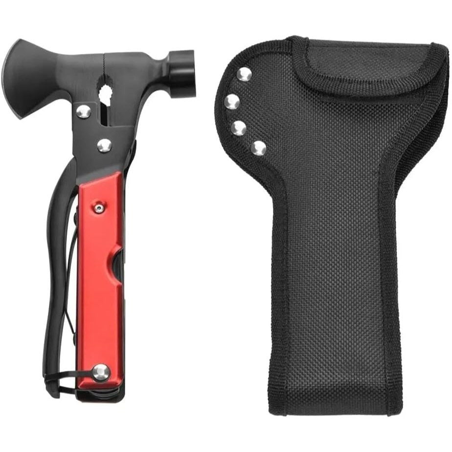 14-in-1 Multi-Tool Hammer Axe Stainless Steel 18cm with Fabric Bag for Camping Hiking Survival Outdoor Gift for Men Dad Boyfriend