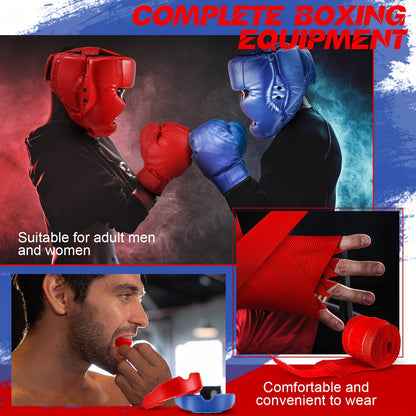 Boxing Kit Set 14pcs – 2 Pairs 16oz Boxing Gloves, Headgear, Hand Wraps & Mouthguards for Adults & Youth Beginners – Complete Boxing Training Equipment for Men Women Teens