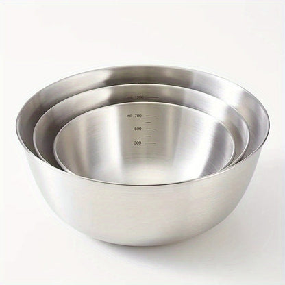Stainless Steel Mixing Bowls Set of 3 – Nesting Kitchen Bowls for Cooking, Baking, Salad Prep & Food Storage | Dishwasher Safe, Durable Metal Bowls