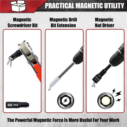 Magnetic Nut Driver Set 47pcs - Magnetic Screwdriver Bits & Socket Set, SAE 1/4"-9/16" & Metric 6-14mm, 1/4" Hex Shank, Strong Magnetism, for Drill & Impact Driver, Home & Professional Use