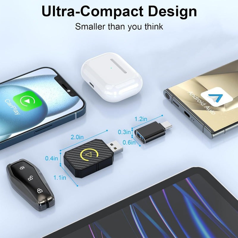 1pc Upgraded Mini CarPlay Wireless Adapter for iPhone/Android - USB-Powered Wireless & Wi-Fi Dual Mode, No Delay Stable Fast Connection, Compact Car Audio Adapter Converts Wired to Wireless, Wireless Carplay Adapter, Vehicle Audio Upgrade, Modern