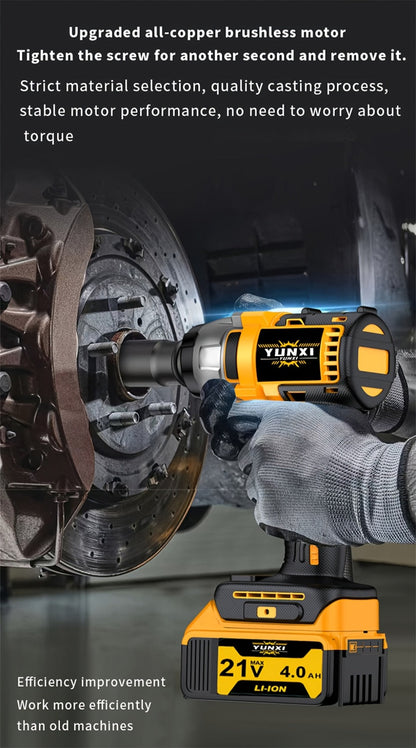 21V Cordless Impact Wrench Kit High Torque Brushless with 4000mAh Rechargeable Battery – Wireless Power Wrench Driver for Car Motorcycle Repair, DIY Home Projects, Gift for Mechanics & Men